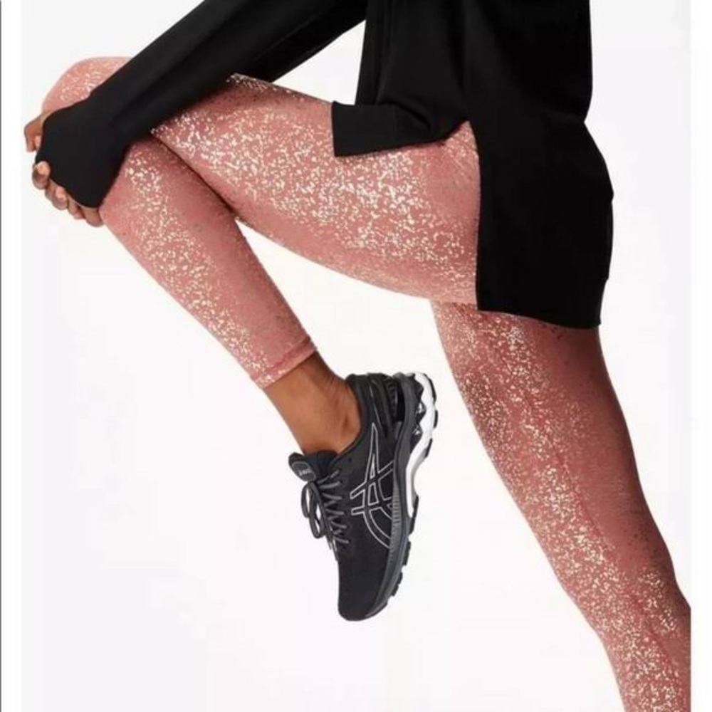 Sweaty Betty Goddess Foil Disco Pink Metallic Full Length Leggings - Picture 2 of 10